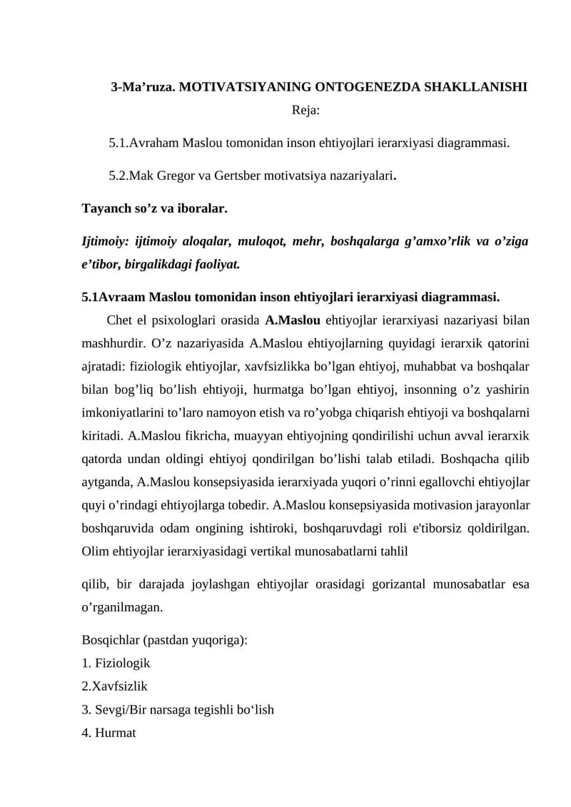 Avraham Maslou ehtiyojlari ierarxiyasi