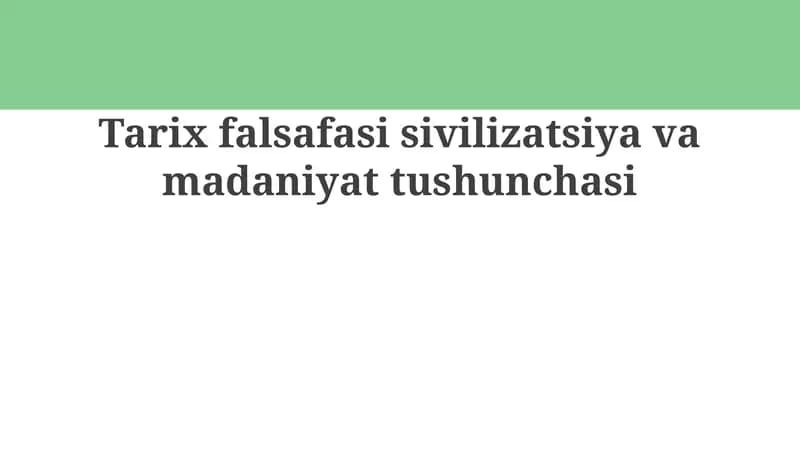 Sivilizatsiya va Madaniyat