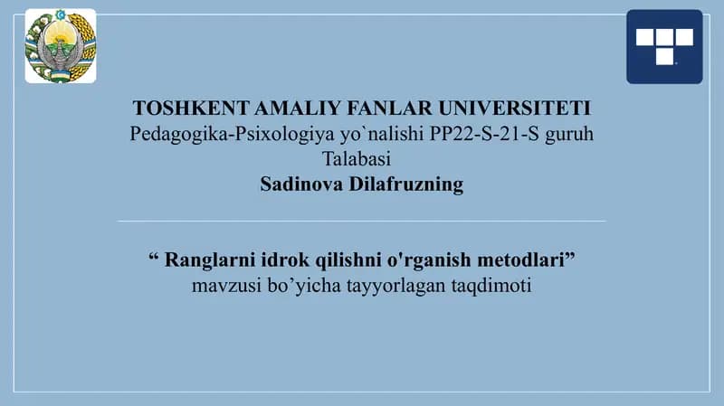 ranglarni idrok qilish metodlari