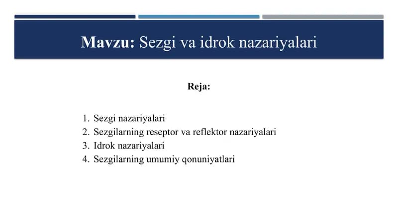 Sezgi va idrok nazariyalari