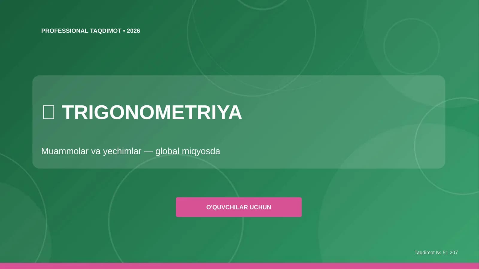 Trigonometriya: muammolar va yechimlar