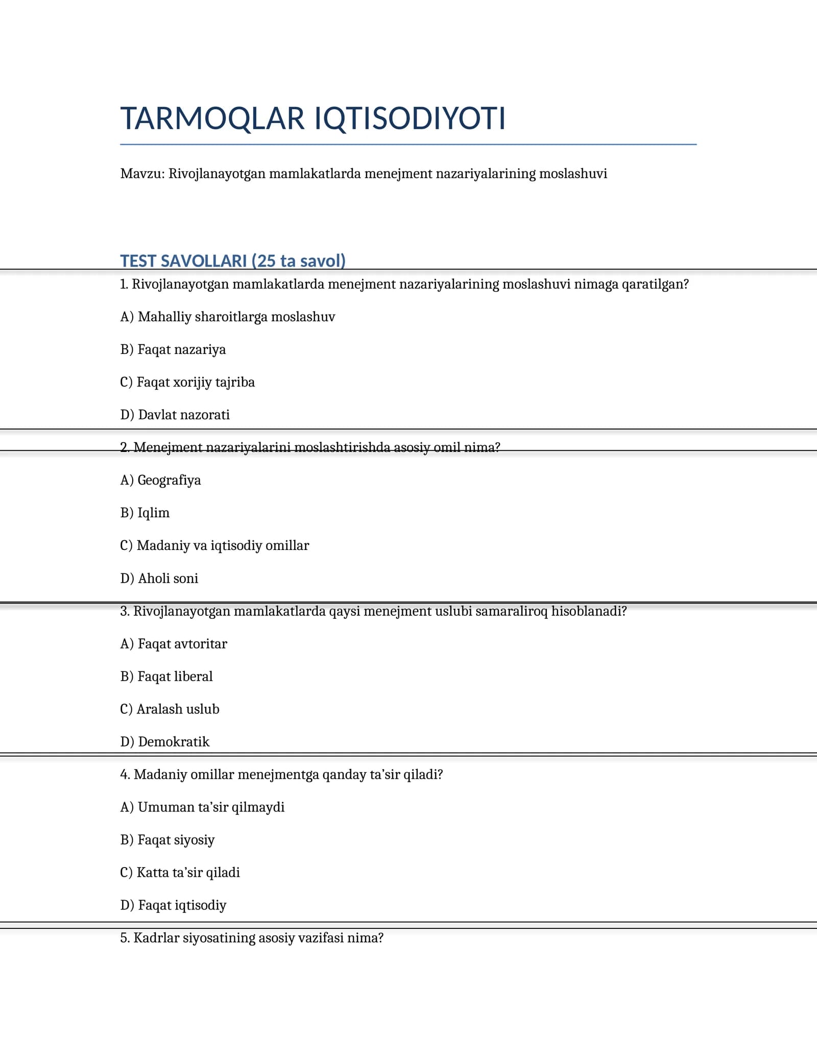 TARMOQLAR IQTISODIYOTI