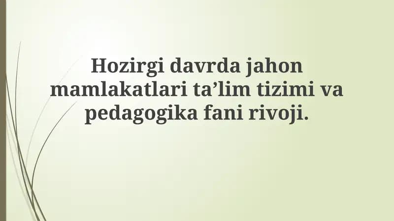 Pedagogika fanining rivojlanishi