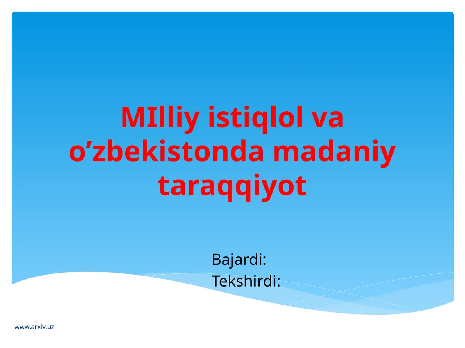 Milliy istiqlol va ma'naviyat