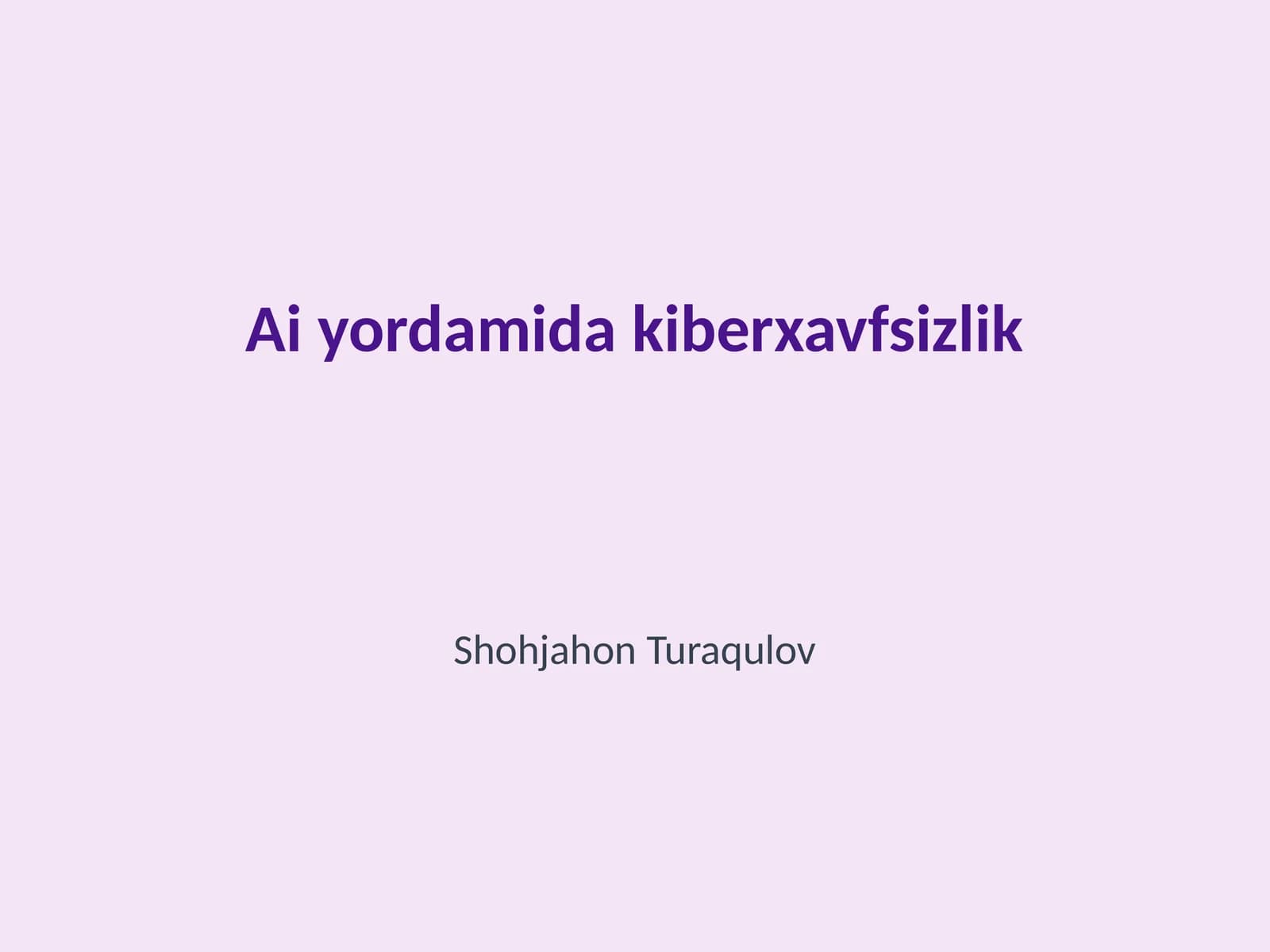 Ai yordamida kiberxavfsizlik