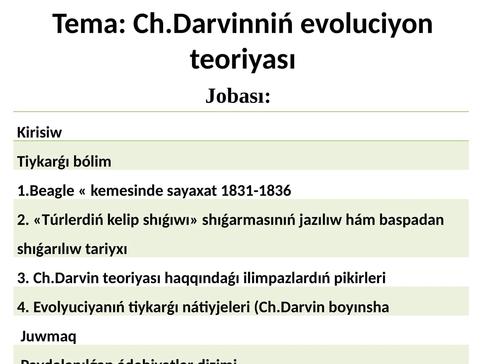 Ch.Darvinniń evoluciyonteoriyası