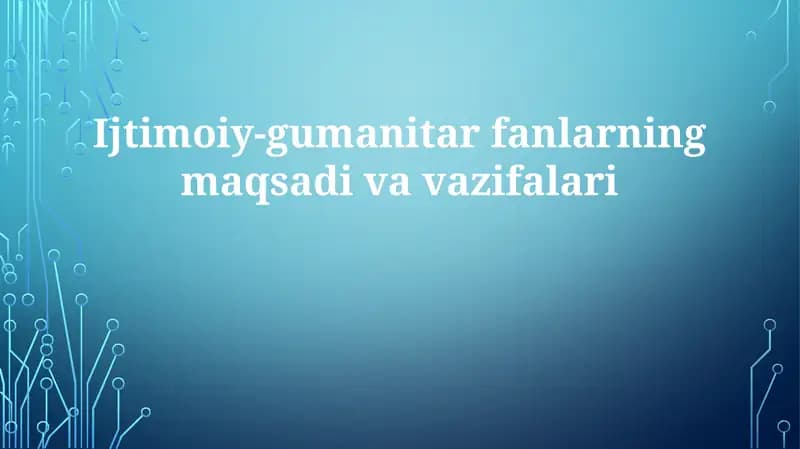 Ijtimoiy-gumanitar fanlar