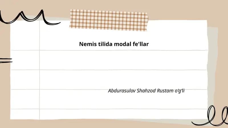 Nemis tilida modal fe'llar