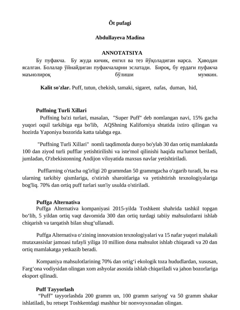 Puffning Turli Xillari