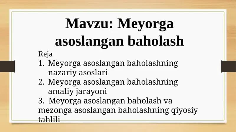 Meyorga asoslangan baholash