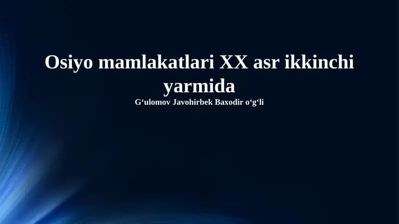 Markaziy Osiyo Mamlakatlari XX asr ikkinchi yarmida