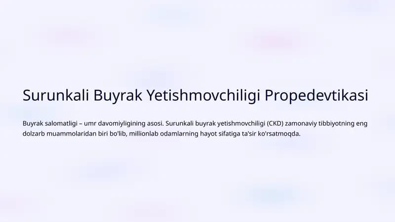 Surunkali Buyrak Yetishmovchiligi Propedevtikasi