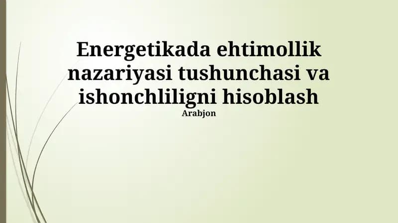 Energetikada ehtimollik nazariyasi
