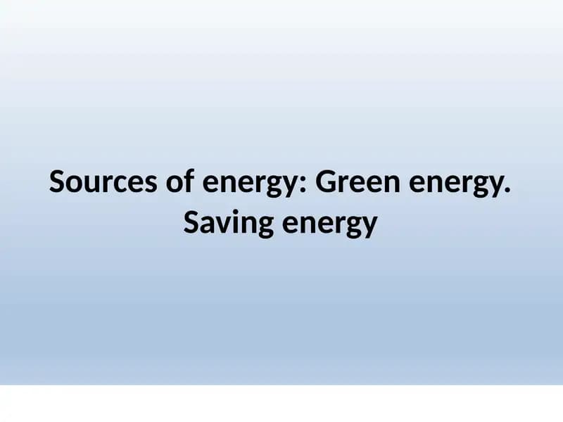 Sources of energy workshop