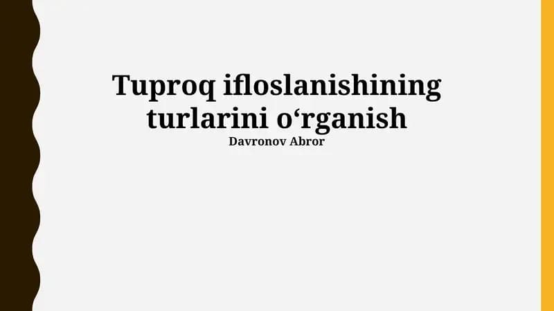 Tuproq ifloslanishining turlari