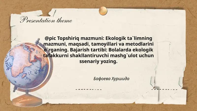 Ekologik ta`limning mazmuni