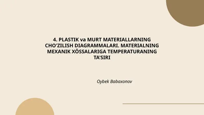 Plastik va Murt Materiallarning Cho'zilish Diagrammalari