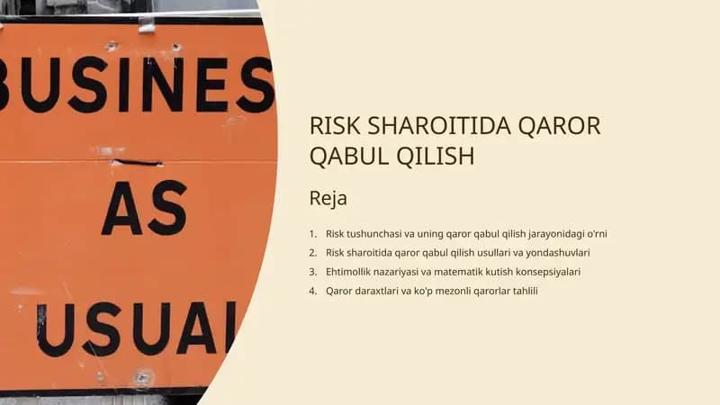 Risk sharoitida qaror qabul qilish