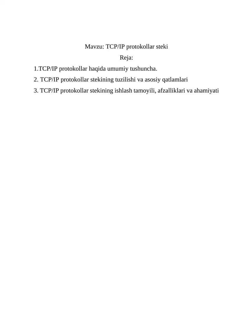 TCP/IP protokollar steki