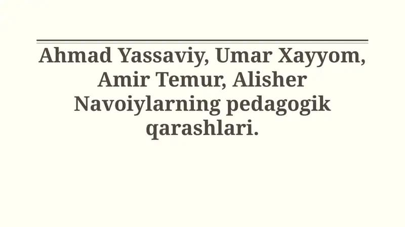 Ahmad Yassaviyning pedagogik qarashlari