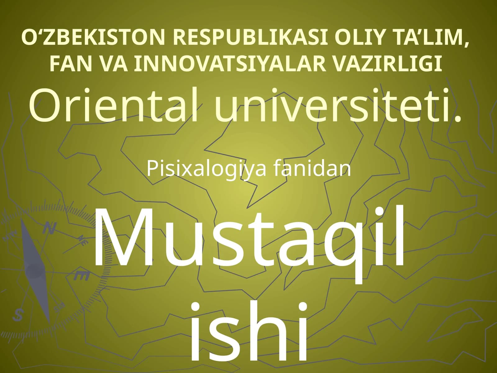 Pisixalogiya fanidan Mustaqil ishi