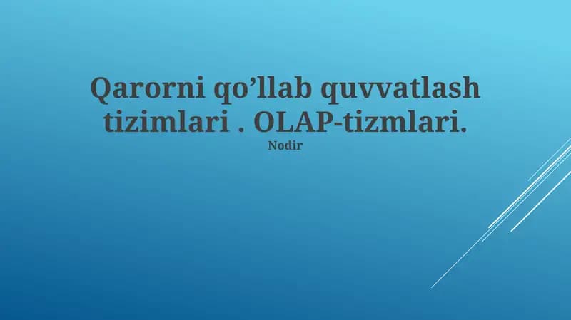 OLAP Tizimlari