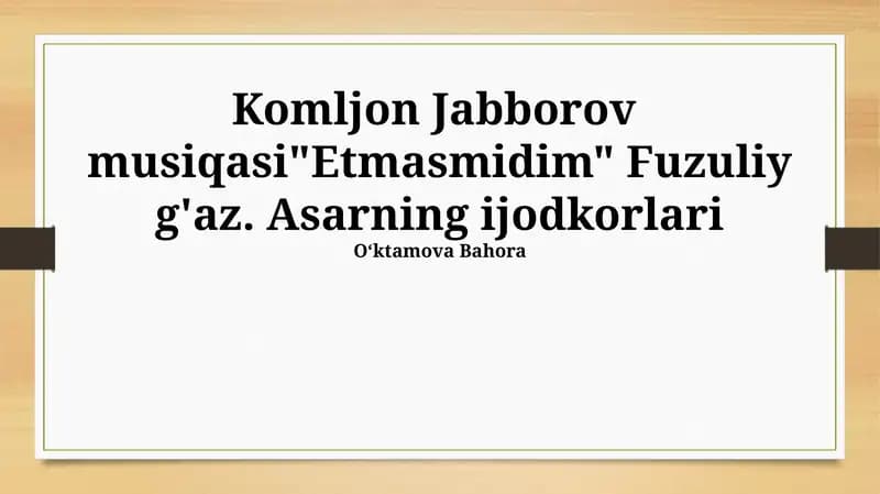 Komiljon Jabborov musiqasi"