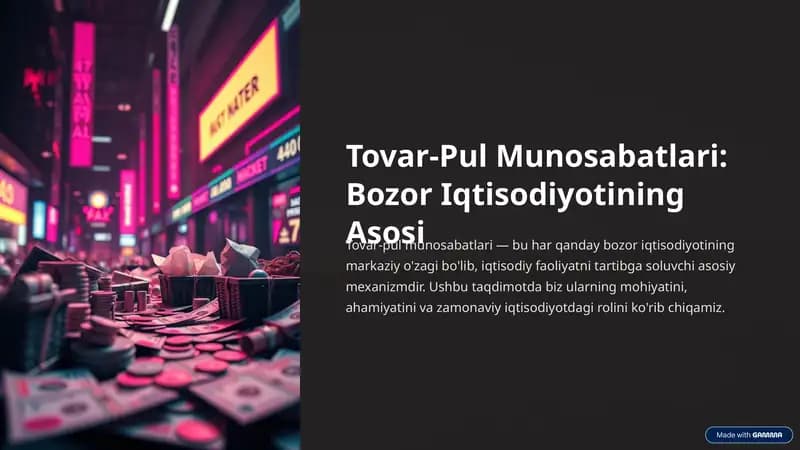 Tovar-Pul Munosabatlari