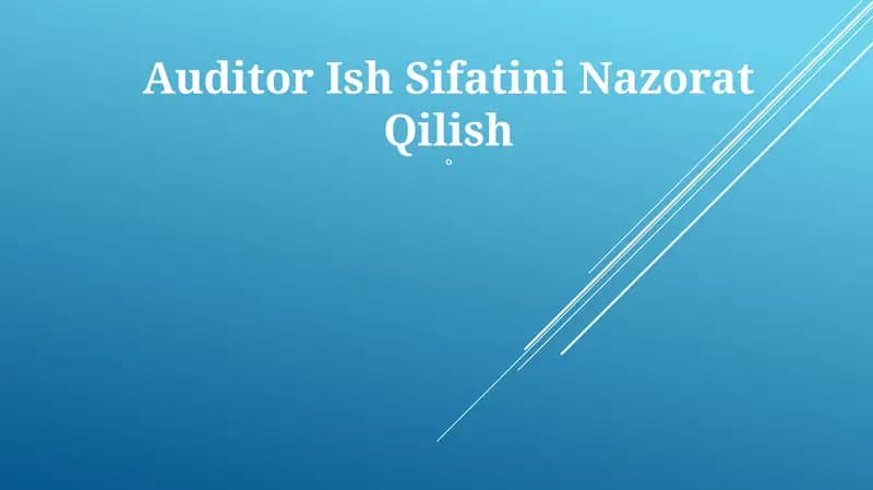 Auditor Ish Sifatini Nazorat Qilish