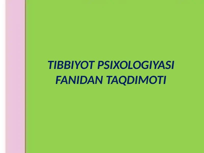 TIBBIYOT PSIXOLOGIYASI
