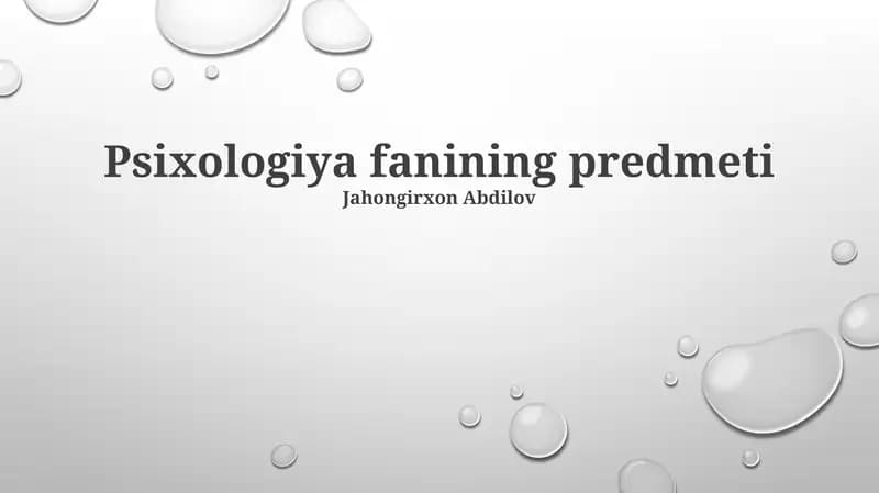 Psixologiya fanining predmeti