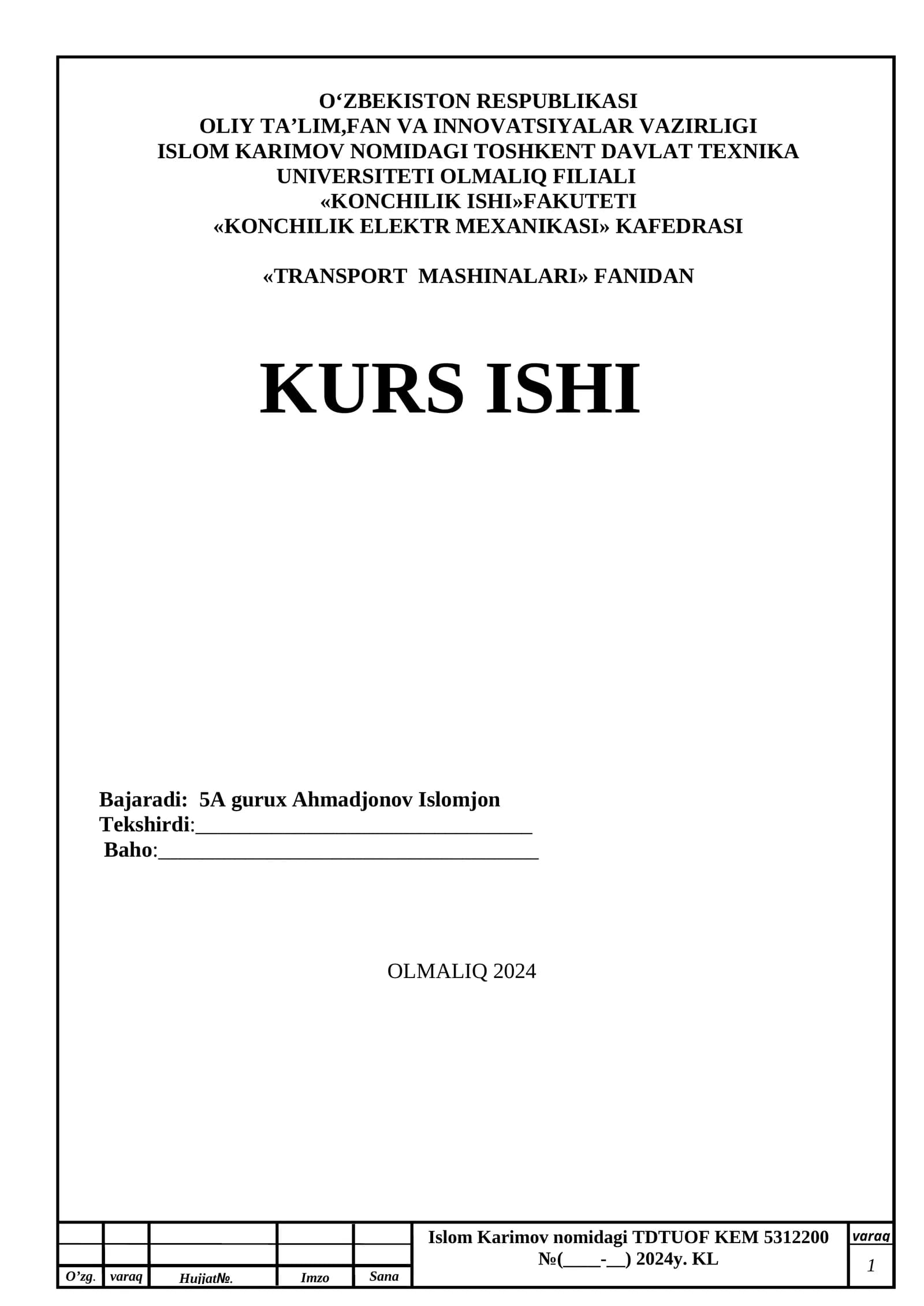 TRANSPORT MASHINALARI