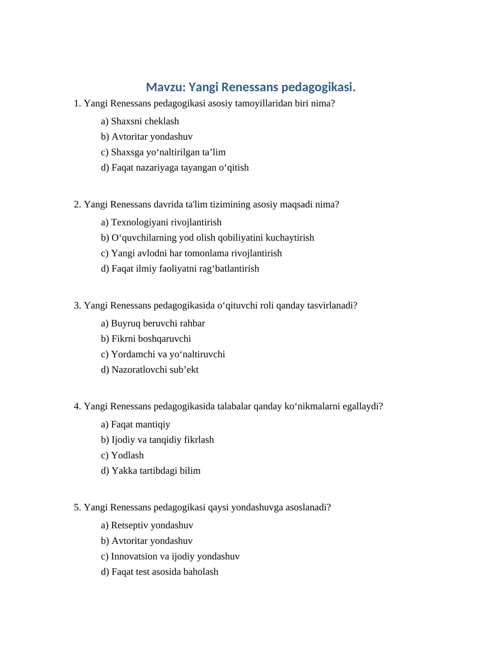 Yangi Renessans pedagogikasi