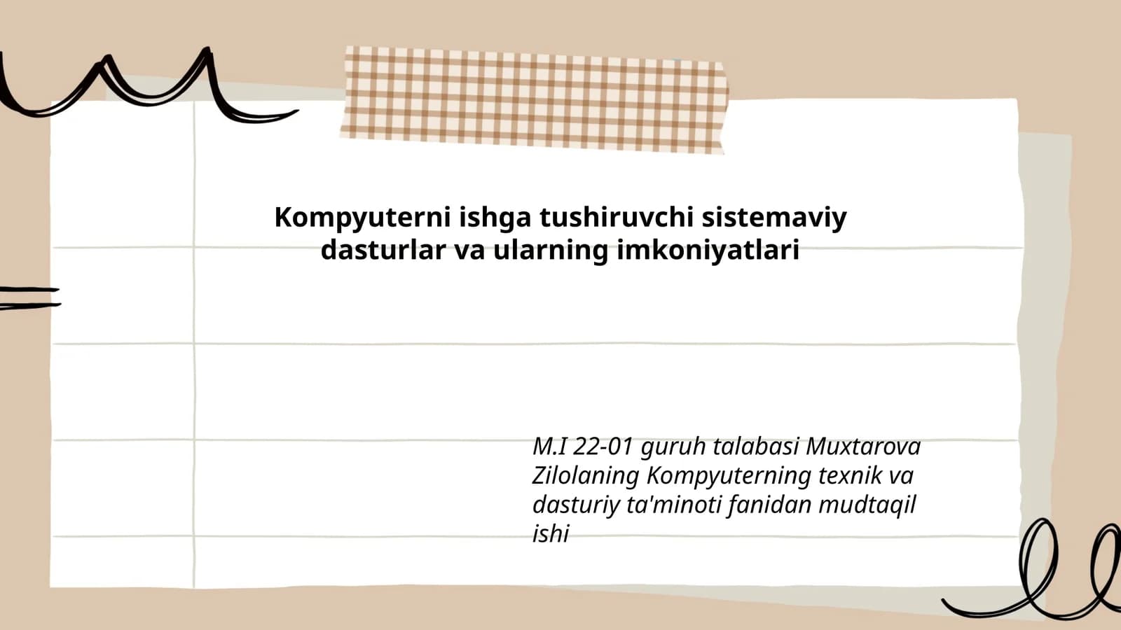Kompyuterni ishga tushiruvchi sistemaviy dasturlar va ularning imkoniyatlari