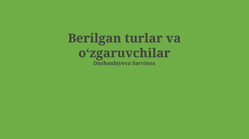 Funksiyalar va o'zgaruvchilar