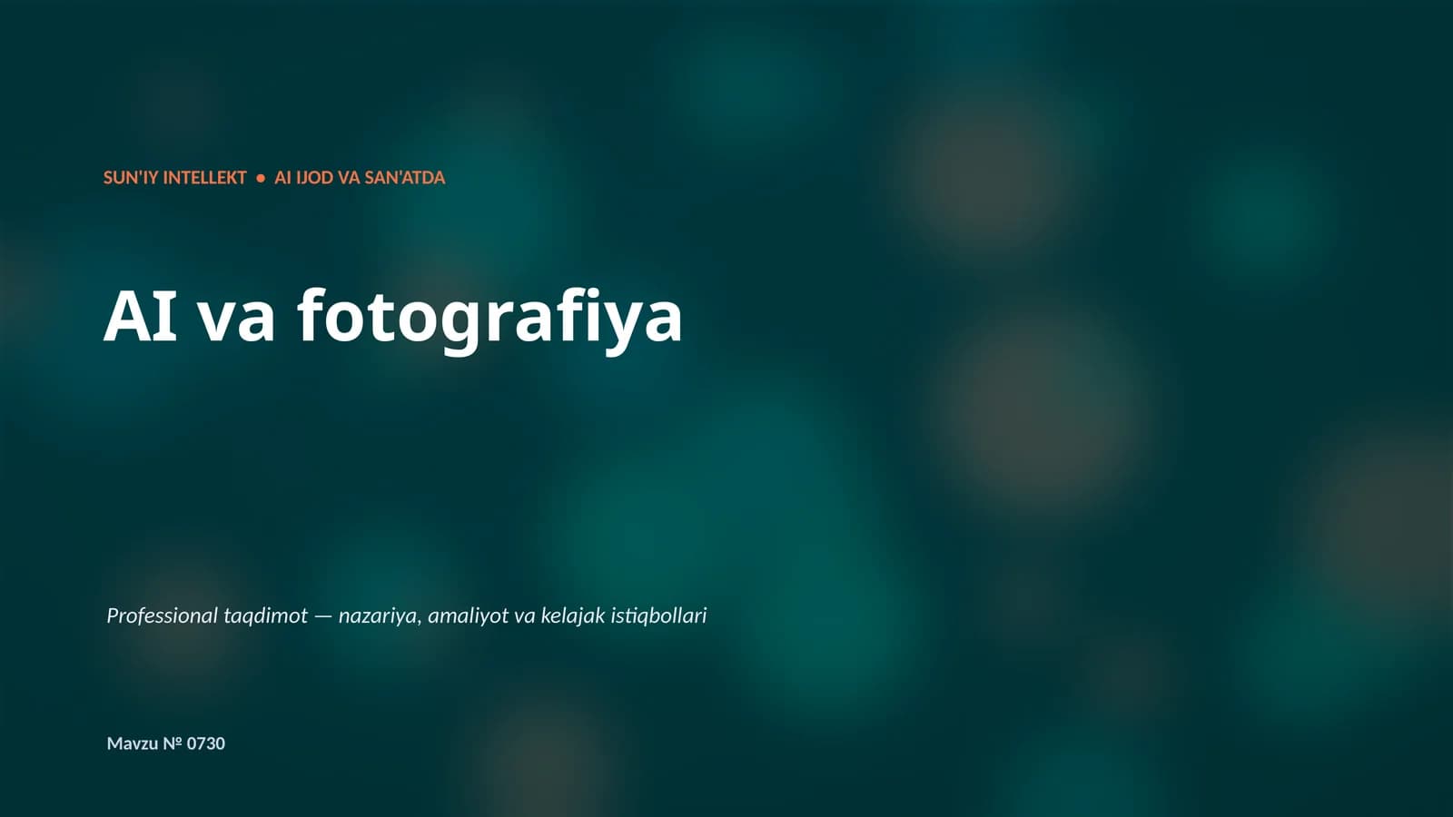 SUN'IY INTELLEKT • AI IJOD VA SAN'ATDA