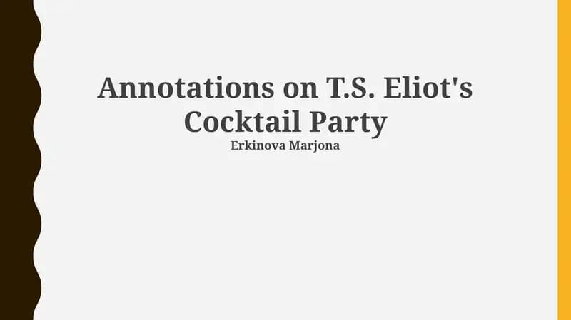 Annotations on T.S. Eliot's Cocktail Party