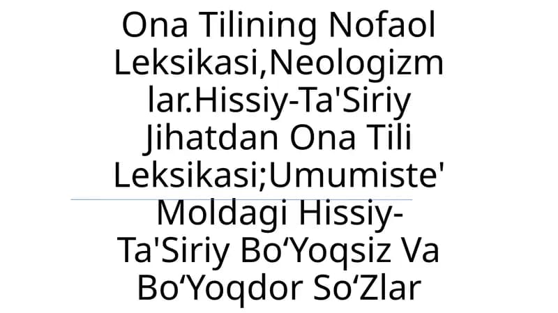 Ona Tilining Nofaol Leksikasi