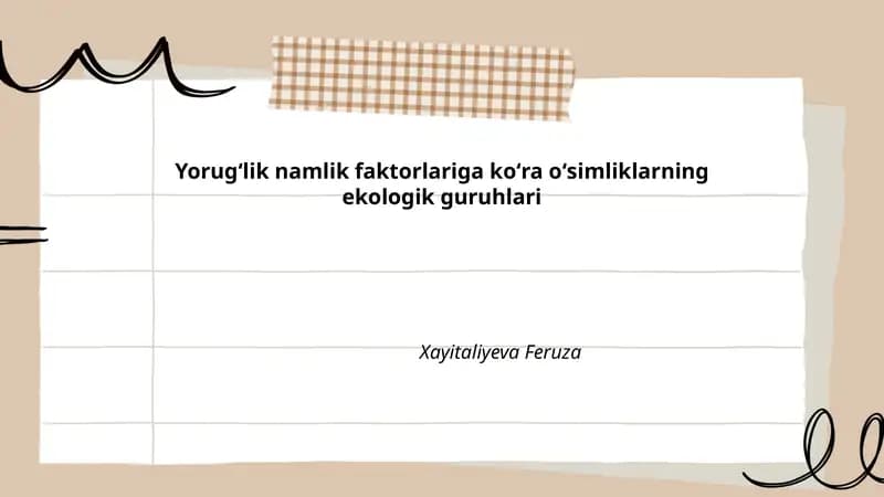 Oʻsimliklarning ekologik guruhlari