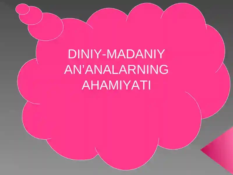 DINIY-MADANIY AN’ANALARNING AHAMIYATI