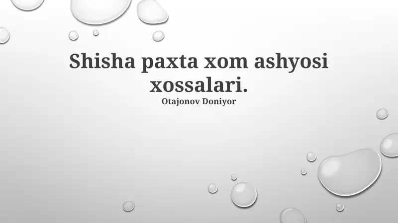 Shisha paxta xom ashyosi xossalari