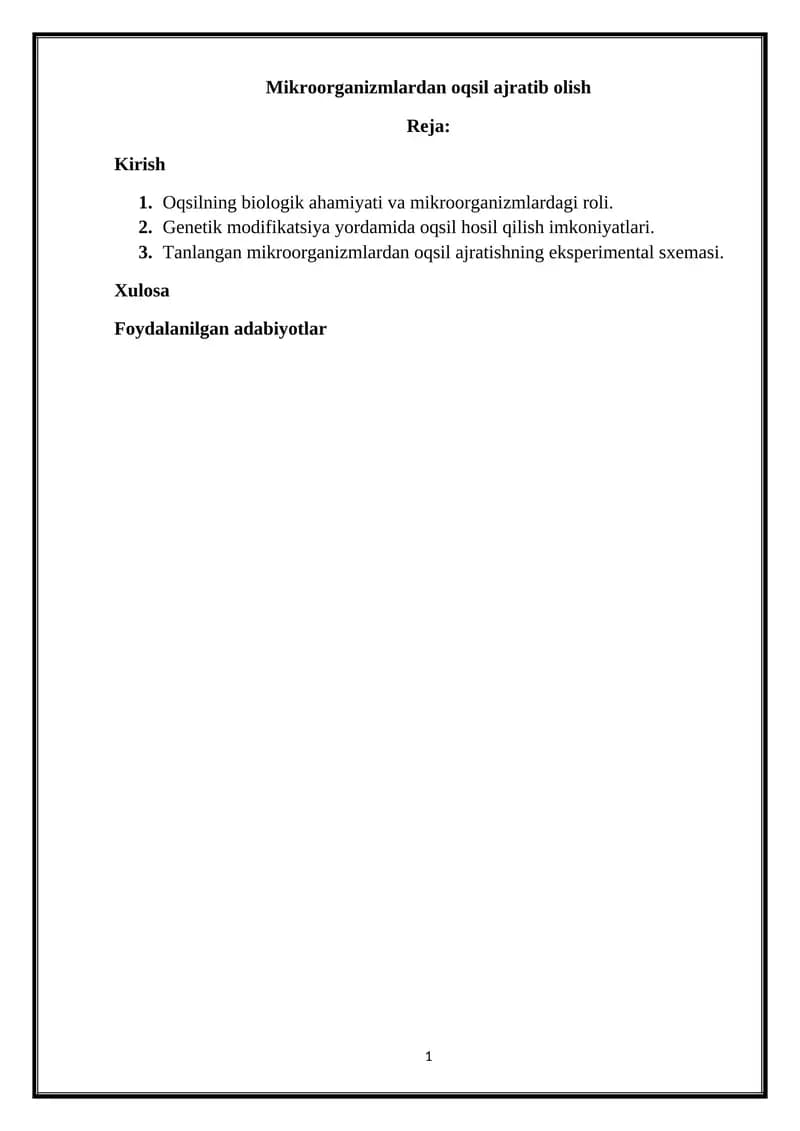 Mikroorganizmlardan oqsil ajratib olish