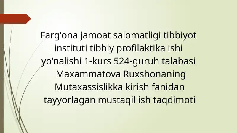 Tibbiy profilaktika ishi
