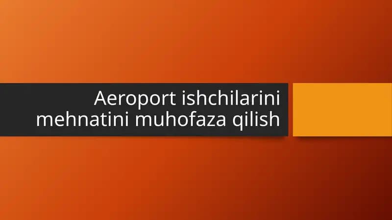 Aeroport ishchilarini mehnatini muhofaza qilish