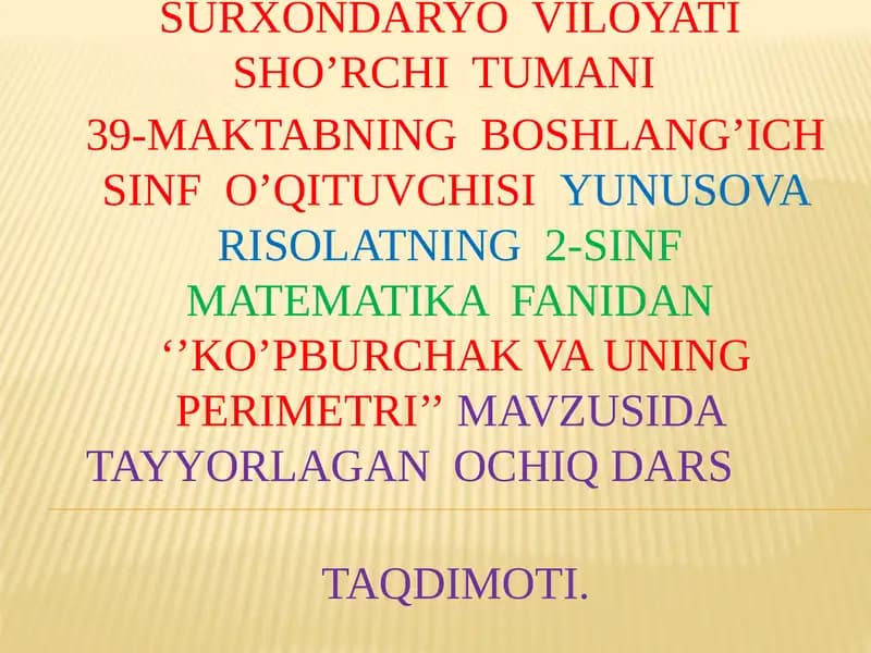 Ko‘pburchak va uning perimetri