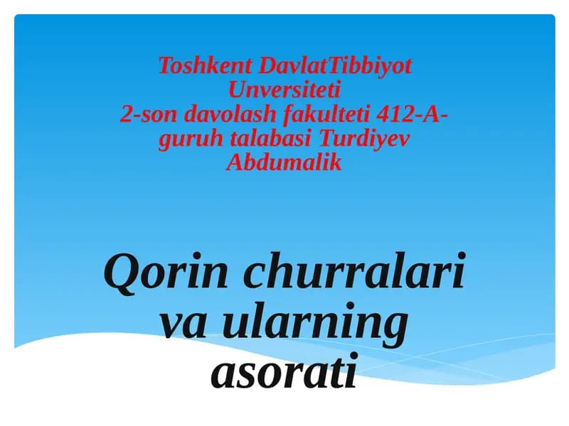 Qorin churralari va ularning asorati
