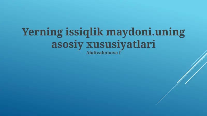 Yerning issiqlik maydoni