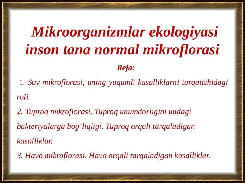 Mikroorganizmlar ekologiyasi