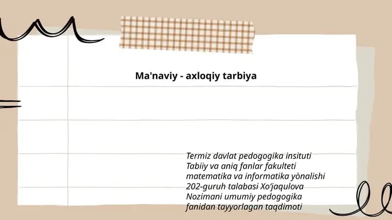 Ma'naviy - axloqiy tarbiya