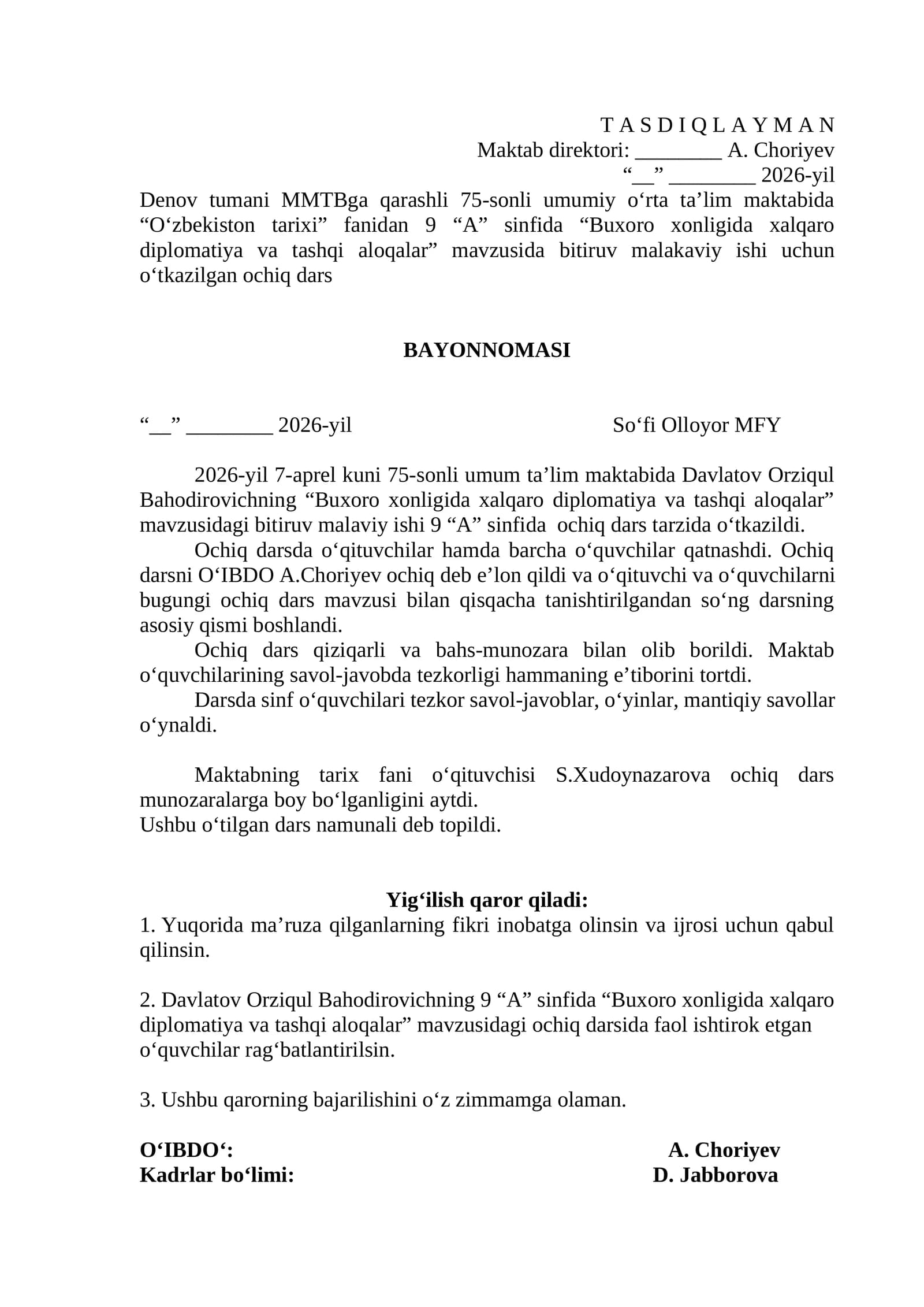 Buxoro xonligida xalqaro diplomatiya va tashqi aloqalar